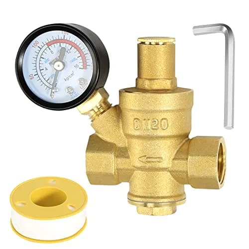 FASBET Brass Water Pressure Regulator 3/4 inch (DN20) with Gauge | Adjustable Piston Valve for Home & Industry thumbnail 1
