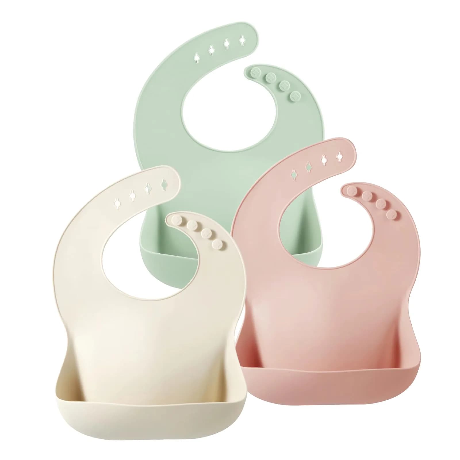 PandaEar Silicone Baby Bibs 3-Pack (25.6cm H x 11.4cm L x 8.5cm W) | Waterproof, Soft, Unisex, 10-72 Months