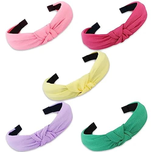VELSCRUN Wide Boho Knot Turban Headbands 3cm (1.2 inches) | Pack of 5 Assorted Colors thumbnail 1