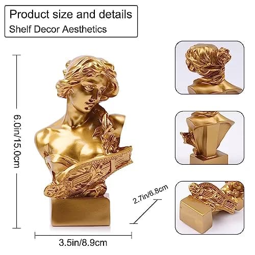 LCCCK Gold Aphrodite Statue Sculpture 15.24cm (6") | Greek Mythology Bust for Room Decor thumbnail 2