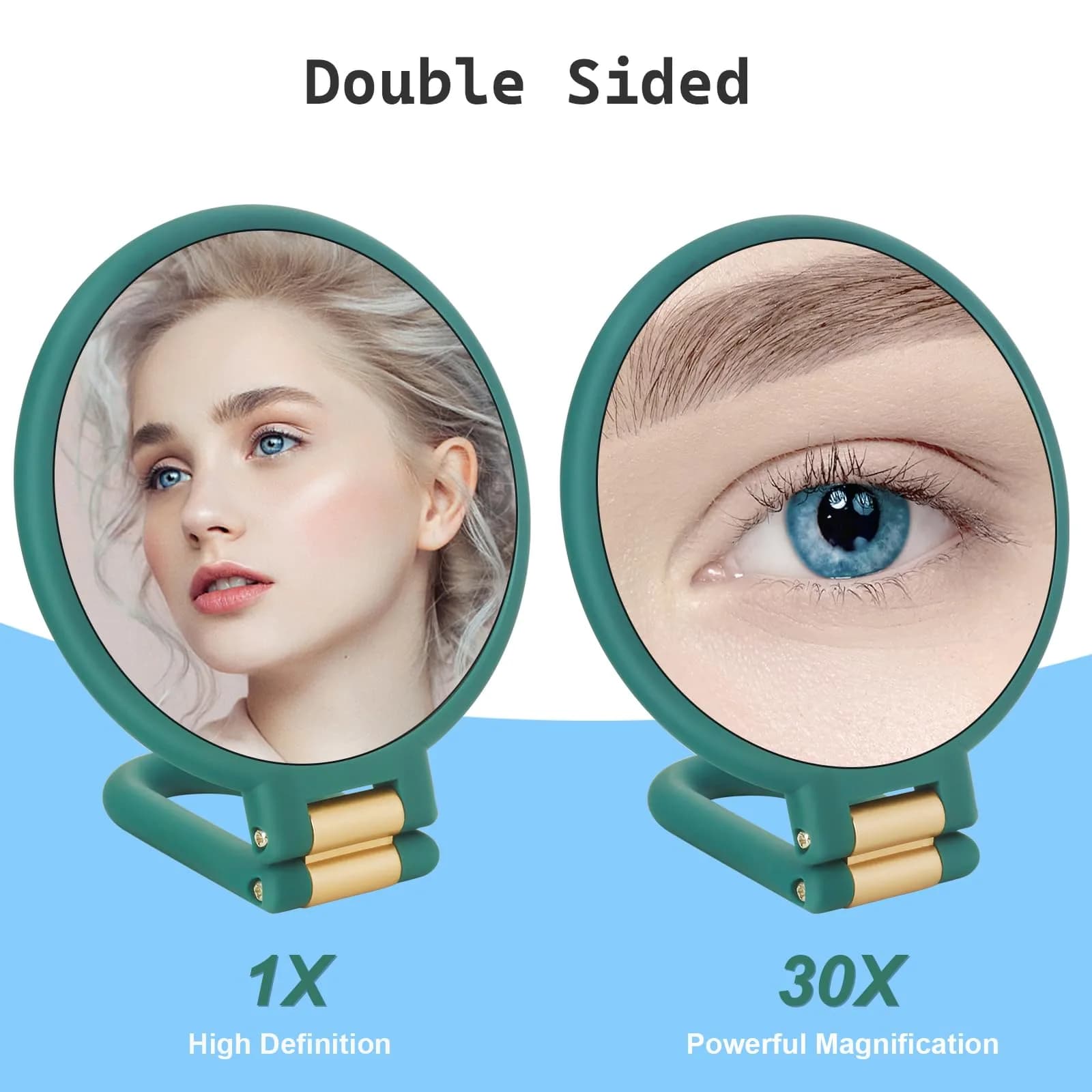 Sifolo 30x Magnifying Handheld Mirror 15.6cm (6.14in) with Stand & Handle | Dual-Sided Makeup & Travel Mirror - view 2