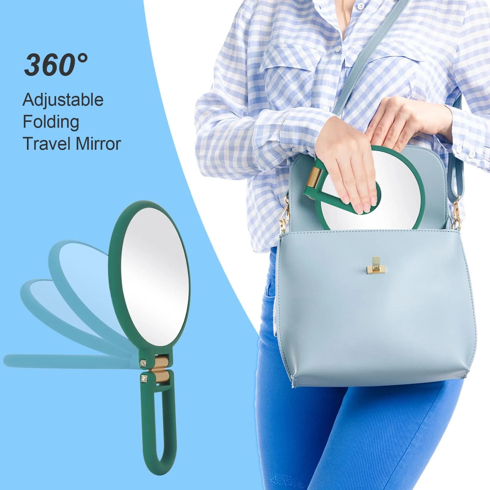Sifolo 30x Magnifying Handheld Mirror 15.6cm (6.14in) with Stand & Handle | Dual-Sided Makeup & Travel Mirror - view 4