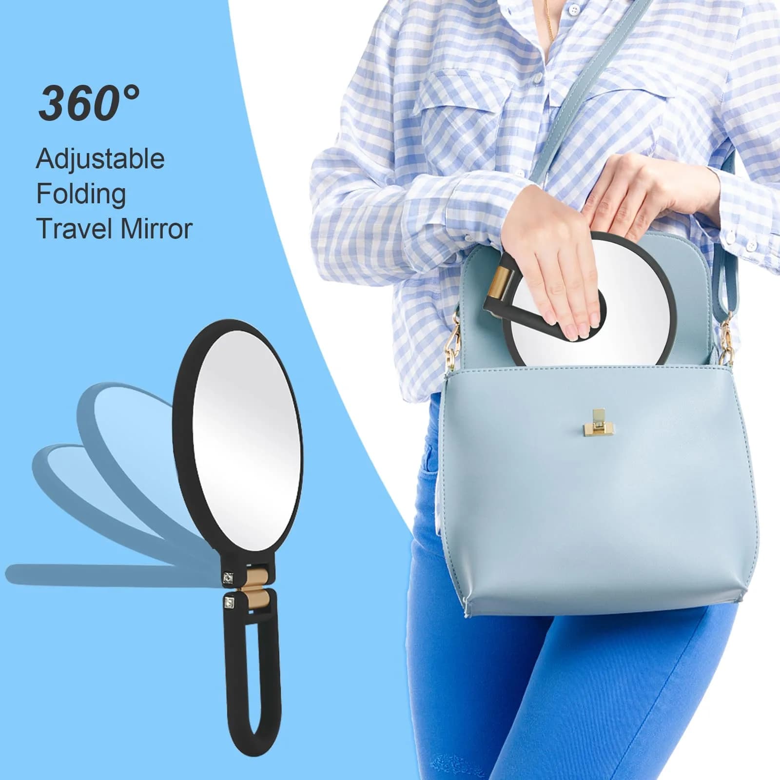 Sifolo Black 30x Magnifying Mirror 15.2cm (6") | Double-Sided Handheld Makeup Mirror with Stand - view 4