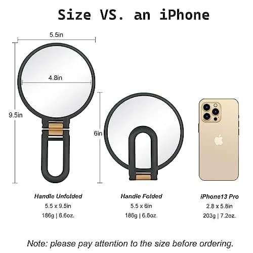 Sifolo Black 30x Magnifying Mirror 15.2cm (6") | Double-Sided Handheld Makeup Mirror with Stand thumbnail 5