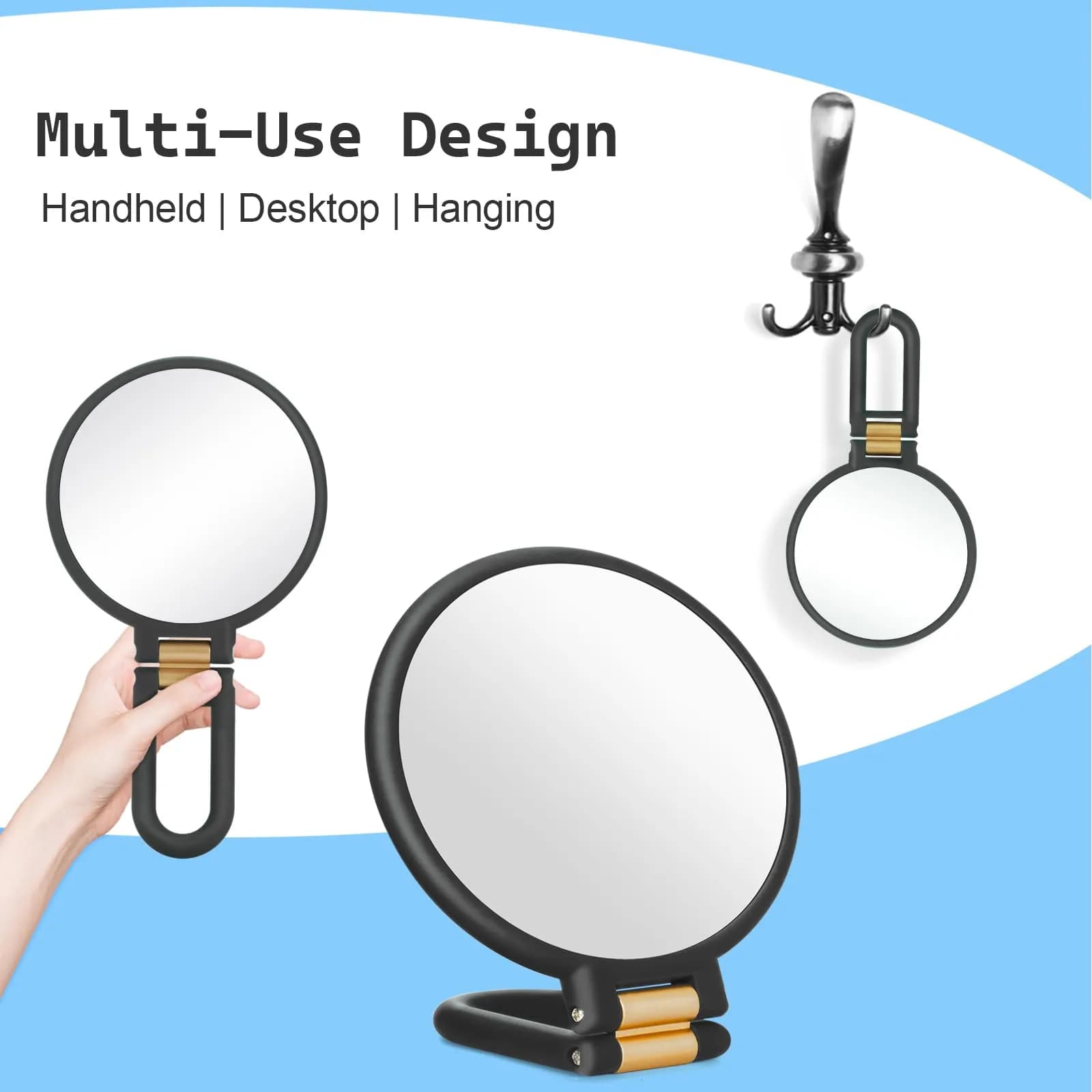 Sifolo Black 30x Magnifying Mirror 15.2cm (6") | Double-Sided Handheld Makeup Mirror with Stand - view 3
