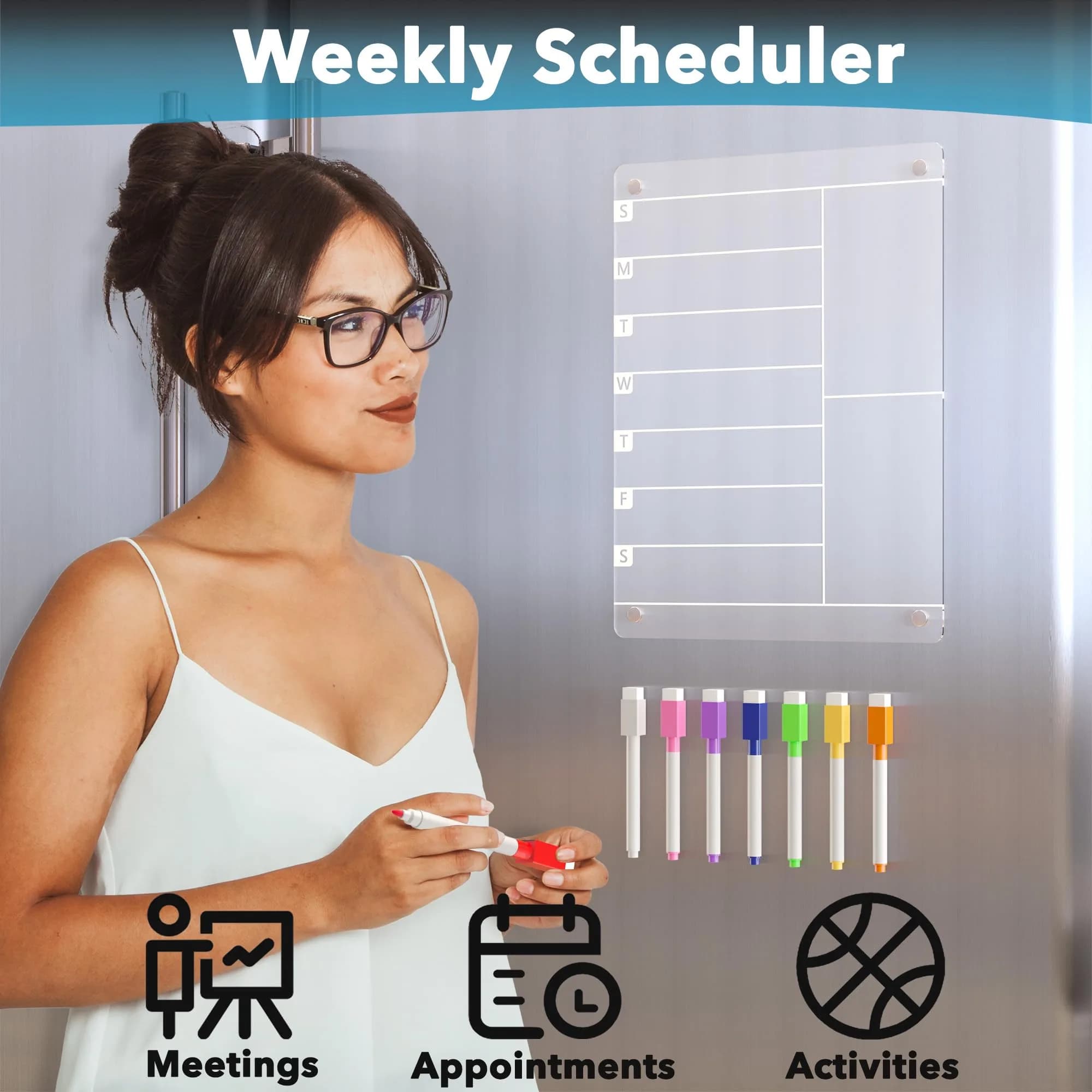 Neatsure Clear Acrylic Magnetic Weekly Meal Planner & Memo Board (12"x9") | Organize Your Life - view 4