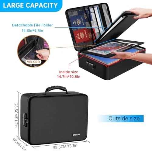 ENGPOW Fireproof Document Organizer Bag with Lock & Accordion File Folder, 39.4cm (15.5") x 28.4cm (11.2") x 10.9cm (4.3") | UL94-V0 Certified thumbnail 5