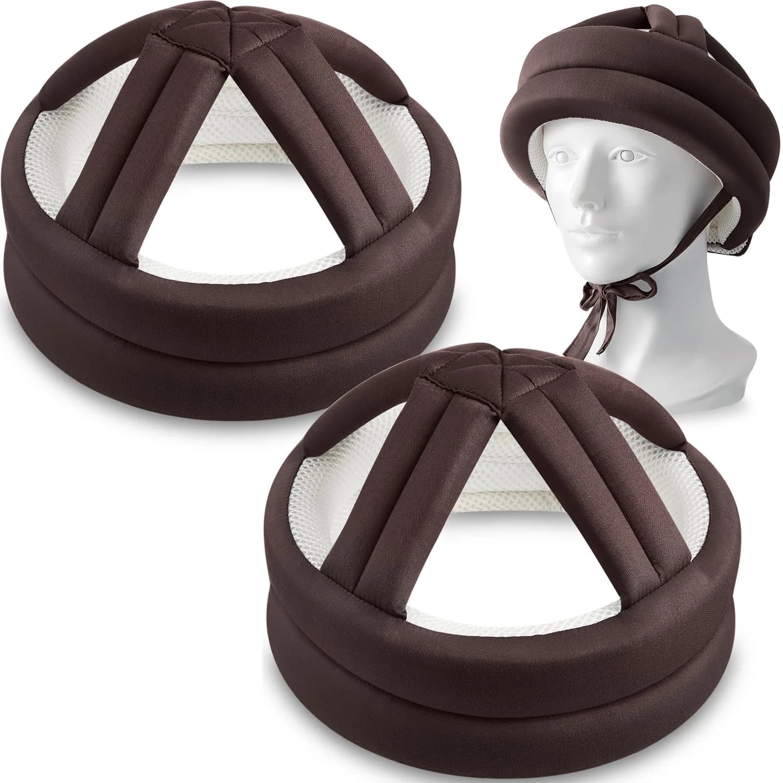 Woanger Anti Fall Elder Head Safety Helmet Coffee 2-Pack | Adjustable Fall Prevention for Seniors - main product image