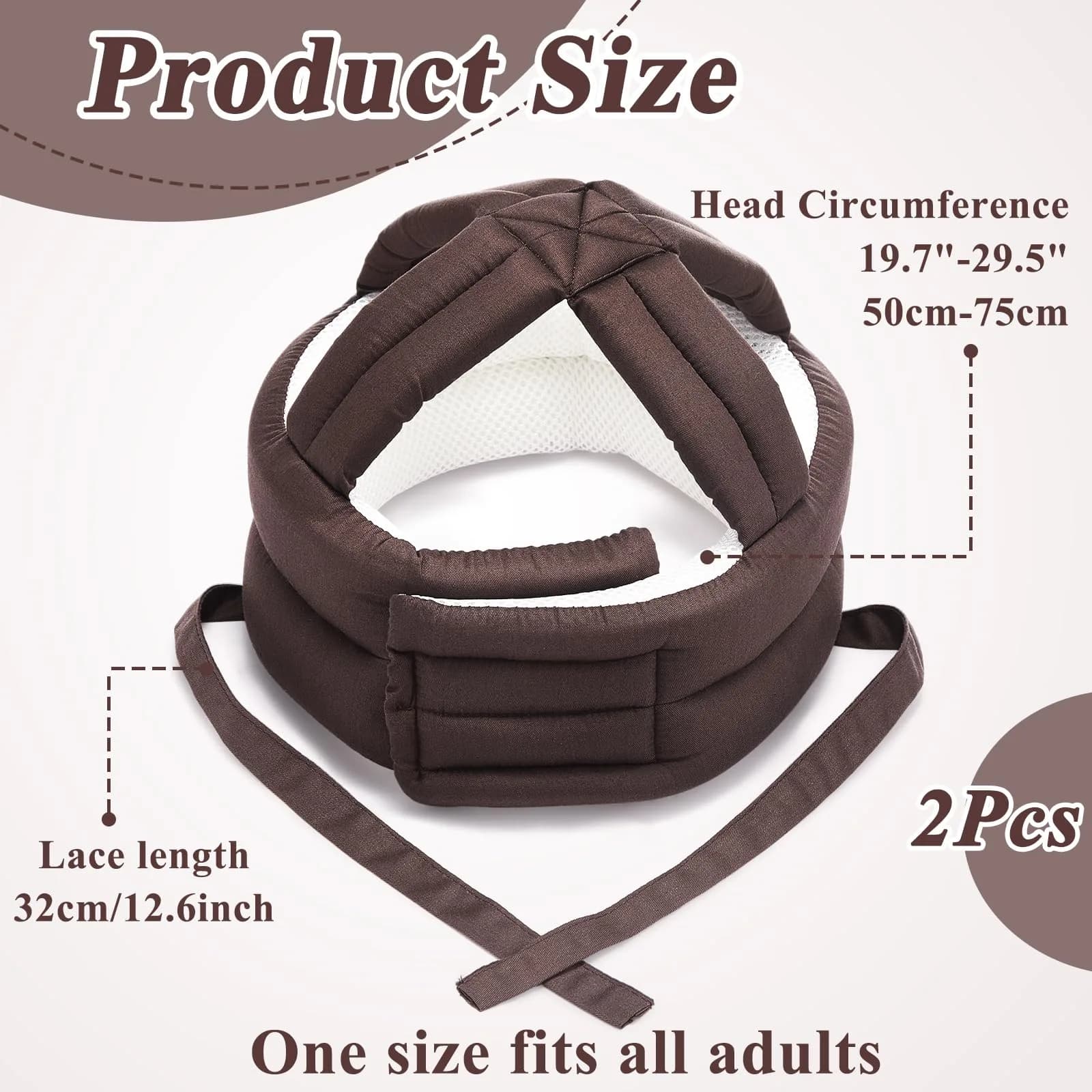 Woanger Anti Fall Elder Head Safety Helmet Coffee 2-Pack | Adjustable Fall Prevention for Seniors - view 2