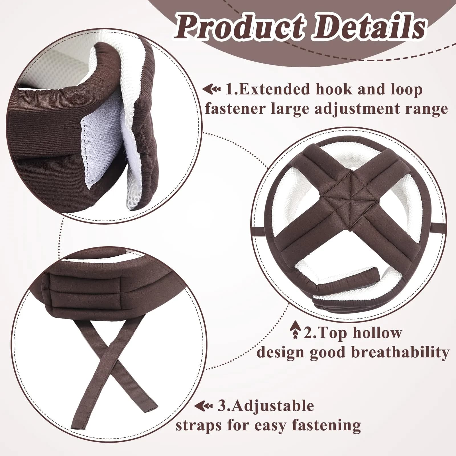 Woanger Anti Fall Elder Head Safety Helmet Coffee 2-Pack | Adjustable Fall Prevention for Seniors - view 4