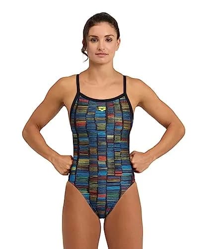 ARENA Performance Slow Motion Women's Swimsuit X Cross Back MaxLife Training Suit, Black/Turquoise Multi, US Size 32 | Chlorine-Resistant & UPF 50+ thumbnail 1