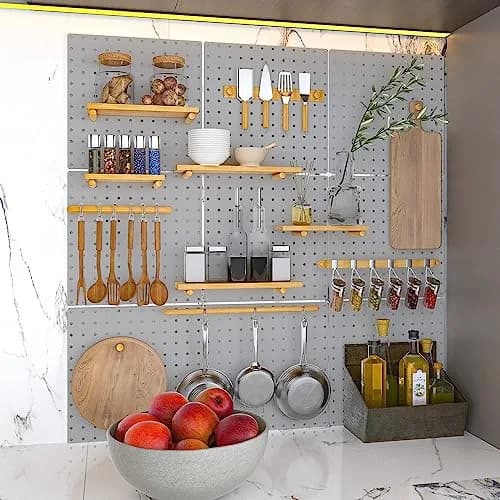 Hogurity Metal Pegboard Panels 25cm x 25cm (12"x12") | 4-Pack Heavy Duty Wall Organizer for Garage, Home, Office thumbnail 7
