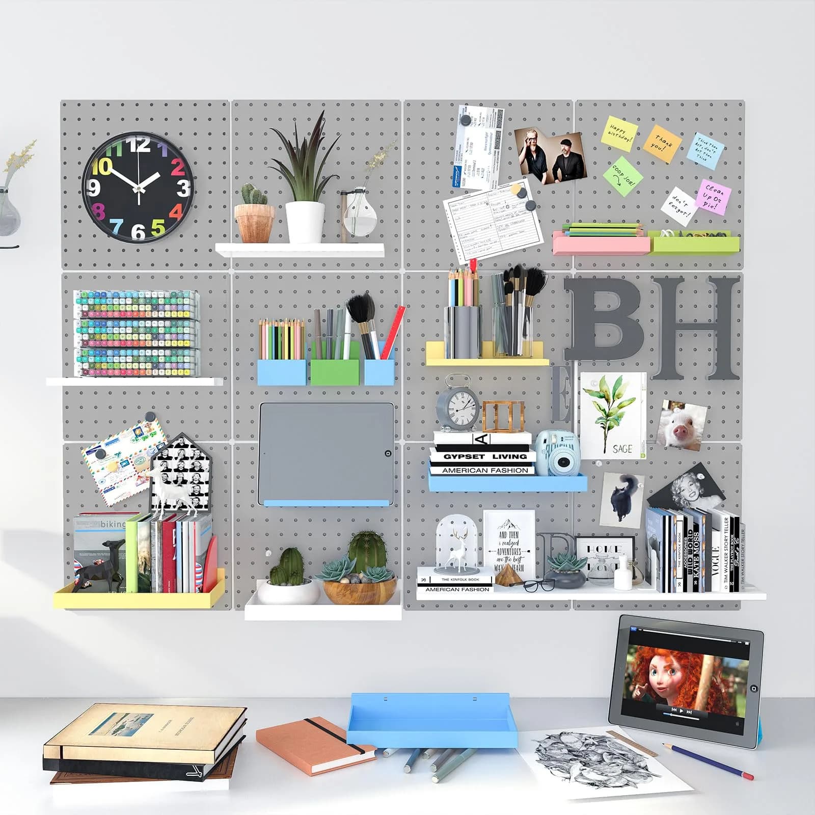 Hogurity Metal Pegboard Panels 25cm x 25cm (12"x12") | 4-Pack Heavy Duty Wall Organizer for Garage, Home, Office - view 9