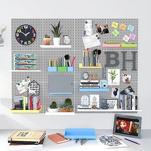 Hogurity Metal Pegboard Panels 25cm x 25cm (12"x12") | 4-Pack Heavy Duty Wall Organizer for Garage, Home, Office thumbnail 9