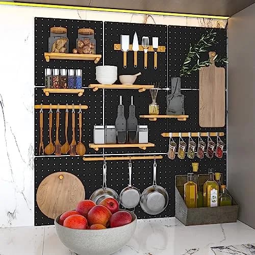 Hogurity Black Metal Pegboard Panels 12x12 Inch (30.5x30.5 cm) - 4 Pack | Heavy Duty Wall Organizer for Garage, Home, Office thumbnail 7
