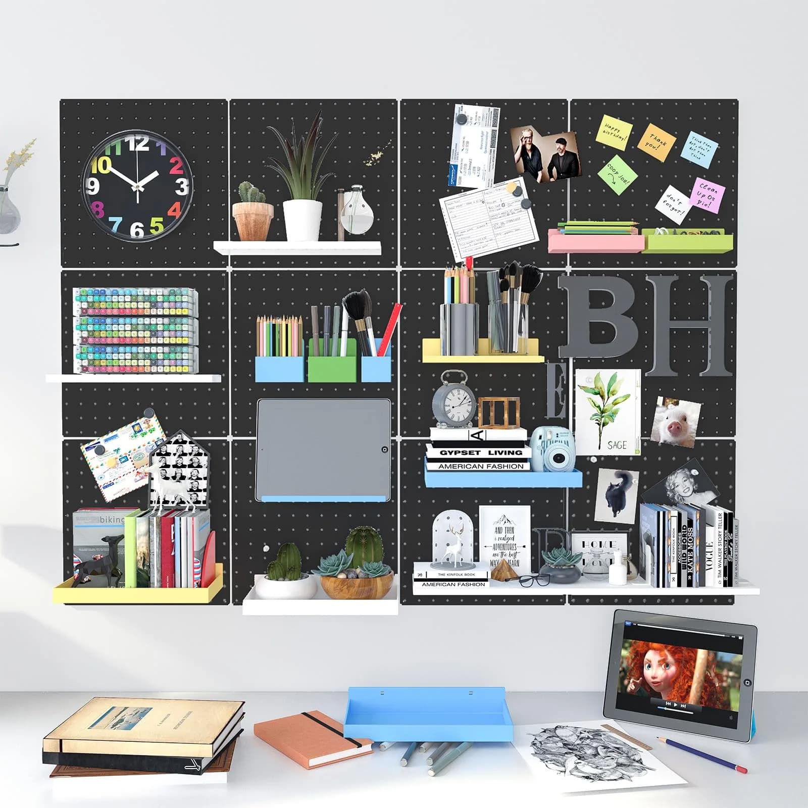 Hogurity Black Metal Pegboard Panels 12x12 Inch (30.5x30.5 cm) - 4 Pack | Heavy Duty Wall Organizer for Garage, Home, Office - view 8