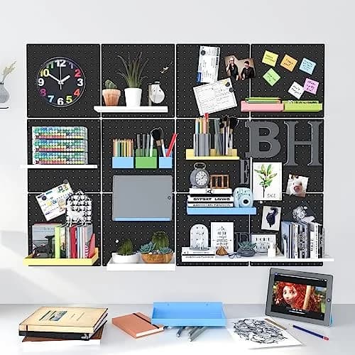 Hogurity Black Metal Pegboard Panels 12x12 Inch (30.5x30.5 cm) - 4 Pack | Heavy Duty Wall Organizer for Garage, Home, Office thumbnail 8