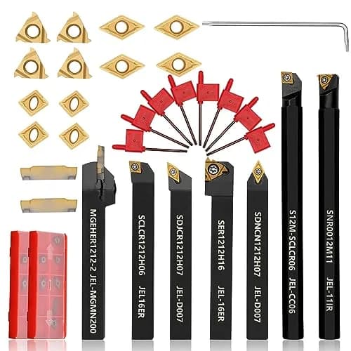 Joogto Indexable Lathe Turning Tool 21Pcs Kit 1/2'' 12mm Shank | Precision Metalworking Set for Professionals thumbnail 1