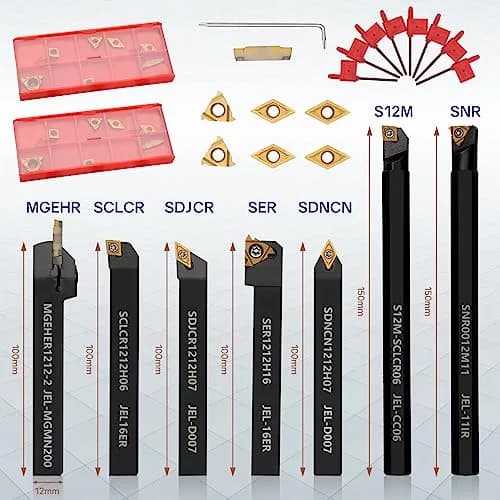 Joogto Indexable Lathe Turning Tool 21Pcs Kit 1/2'' 12mm Shank | Precision Metalworking Set for Professionals thumbnail 2
