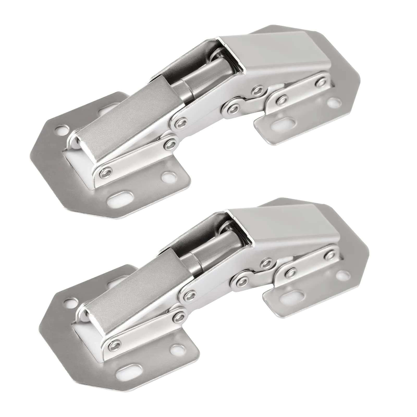 DOBOGA Hidden Hinges for Frameless Cabinets 4 inch Nickel | Concealed 90° Surface Mount