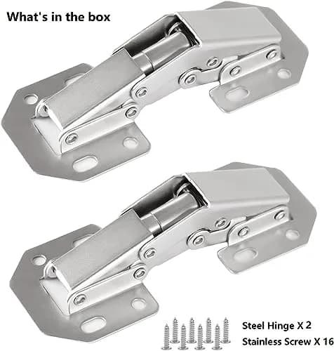 DOBOGA Hidden Hinges for Frameless Cabinets 4 inch Nickel | Concealed 90° Surface Mount thumbnail 7