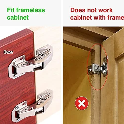 DOBOGA Hidden Hinges for Frameless Cabinets 4 inch Nickel | Concealed 90° Surface Mount thumbnail 2