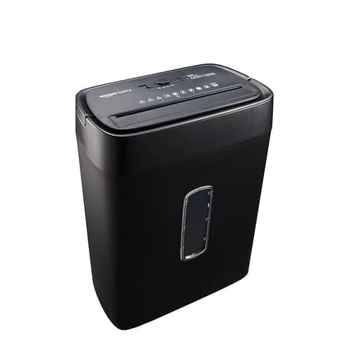 Amazon Basics 12-Sheet Cross-Cut Paper and Credit Card Shredder with Overheat Protection, Black | 5 x 30 mm Shred Size thumbnail 1