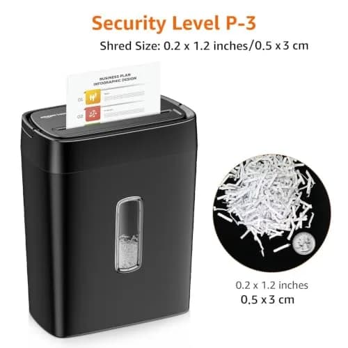 Amazon Basics 12-Sheet Cross-Cut Paper and Credit Card Shredder with Overheat Protection, Black | 5 x 30 mm Shred Size thumbnail 3