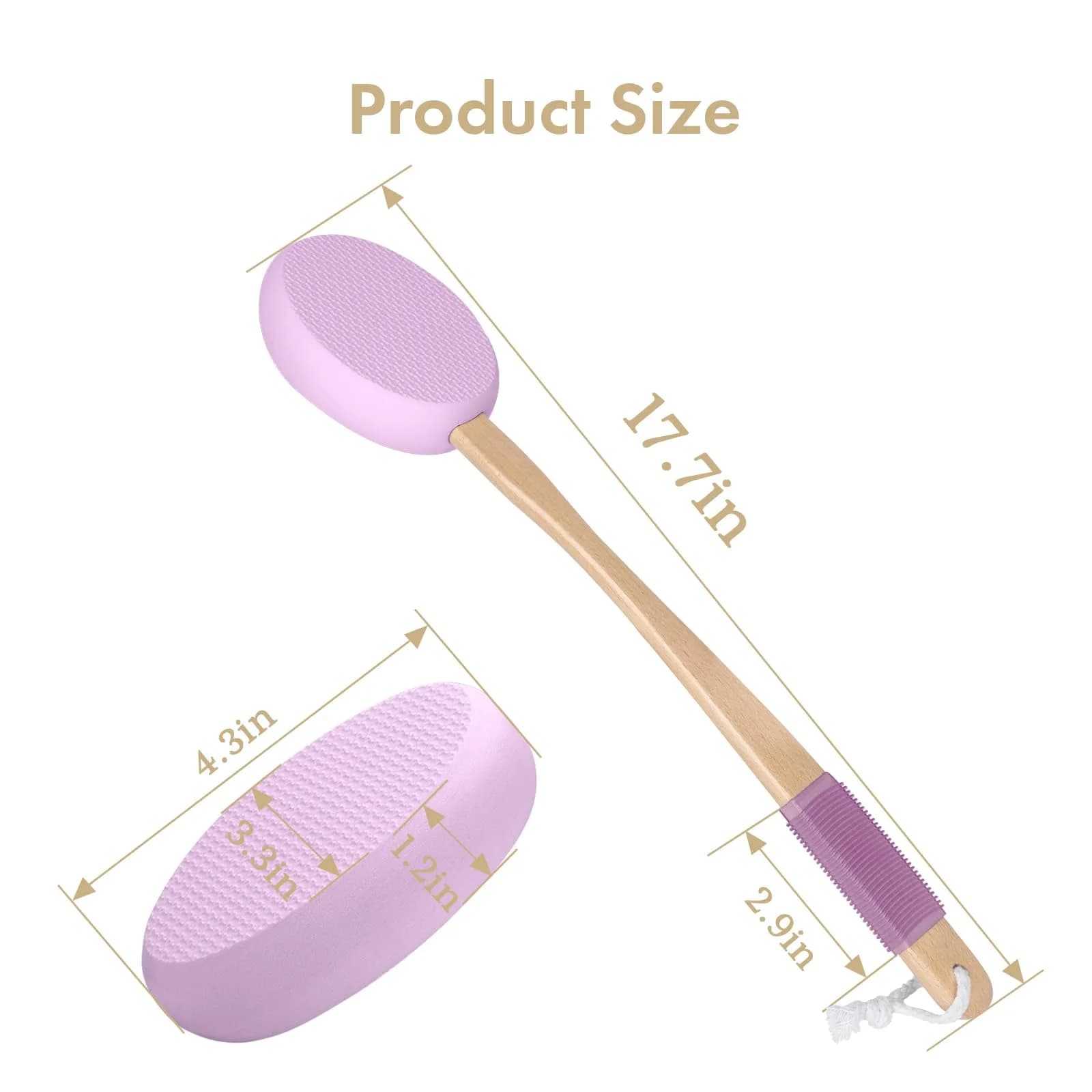 AmazerBath Lotion Applicator for Back, Feet, 4 Replaceable Pads with Long Handle, Purple | Applies Lotion Evenly - view 2