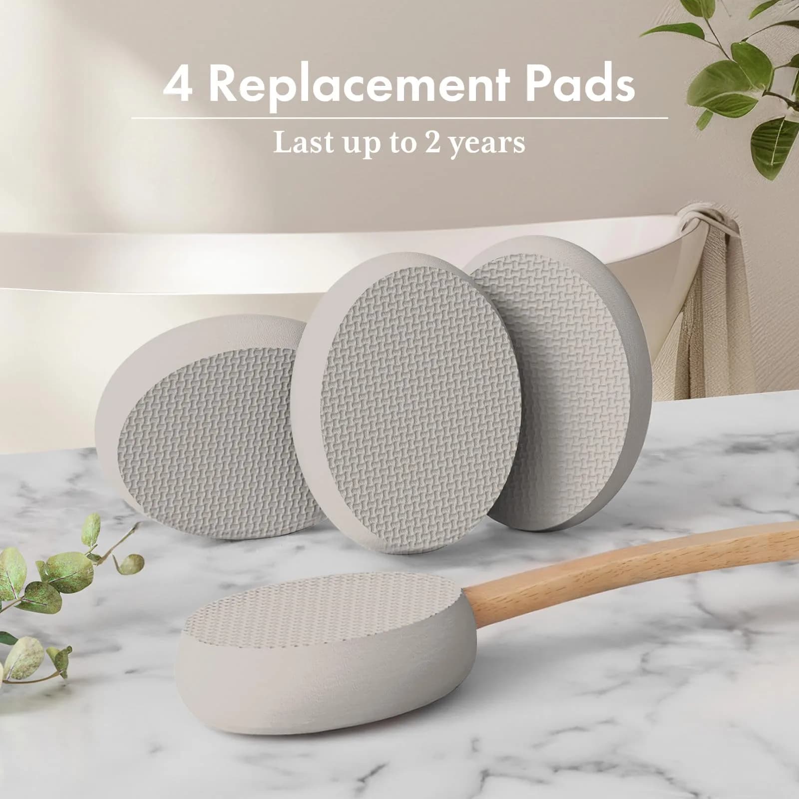 AmazerBath Lotion Applicator for Back, Feet, 4 Replaceable Pads with Long Handle, Gray | Applies Lotion Evenly - view 6
