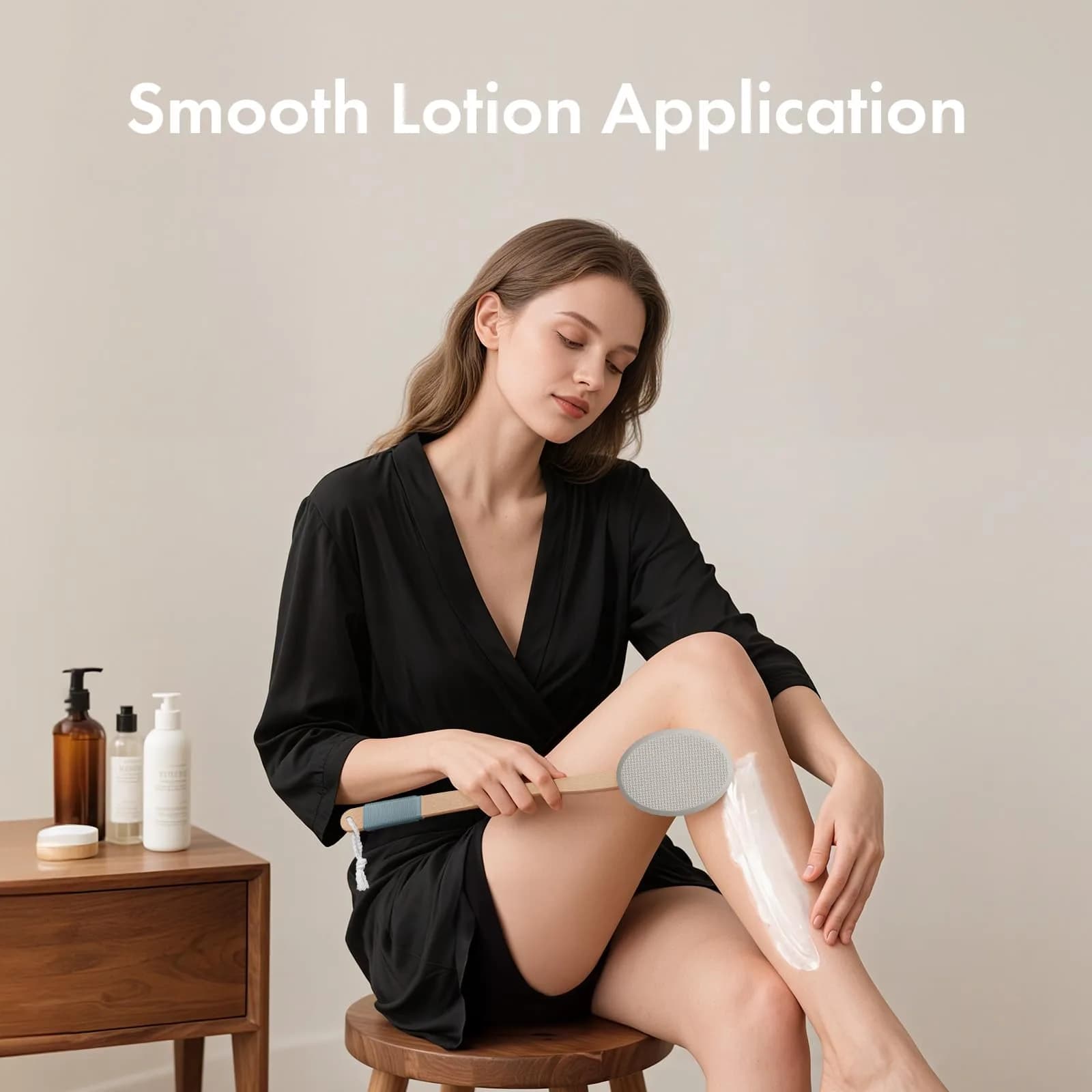 AmazerBath Lotion Applicator for Back, Feet, 4 Replaceable Pads with Long Handle, Gray | Applies Lotion Evenly - view 7