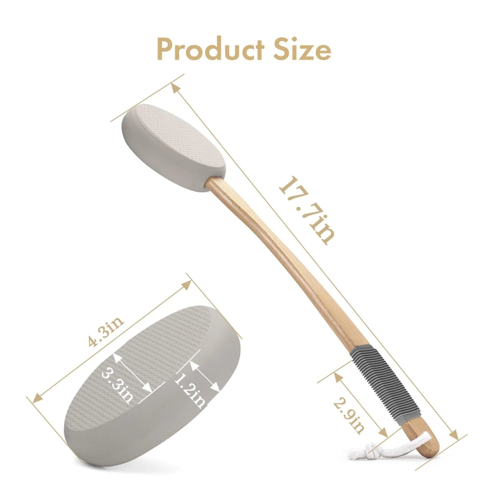 AmazerBath Lotion Applicator for Back, Feet, 4 Replaceable Pads with Long Handle, Gray | Applies Lotion Evenly - view 2