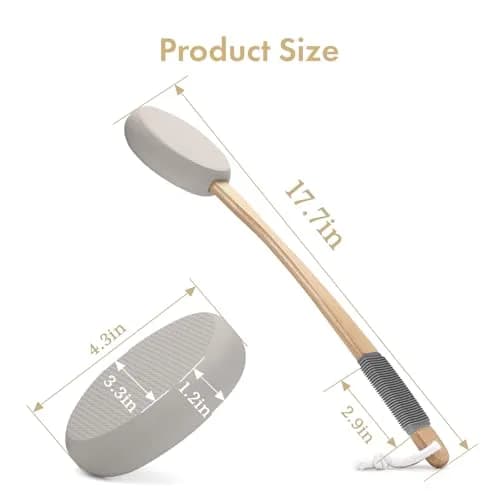 AmazerBath Lotion Applicator for Back, Feet, 4 Replaceable Pads with Long Handle, Gray | Applies Lotion Evenly thumbnail 2