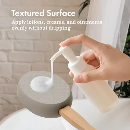 AmazerBath Lotion Applicator for Back, Feet, 4 Replaceable Pads with Long Handle, Gray | Applies Lotion Evenly thumbnail 3