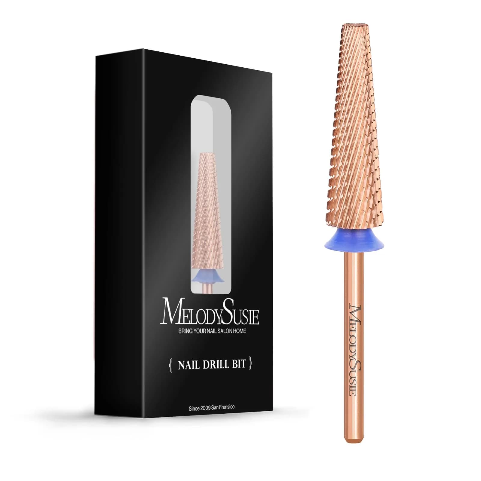 MelodySusie Super Long 5 in 1 Nail Drill Bits, Medium Grit, Rose Gold | Professional Carbide Tungsten for Manicure Pedicure - main product image