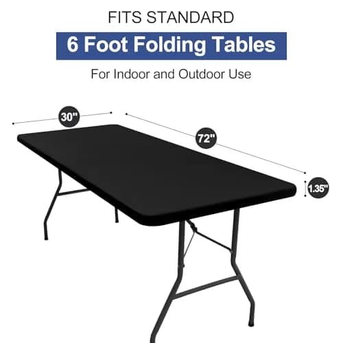 homing Rectangle Table Cloth Cover 6 Foot Black | Water-Resistant, Elastic Fit for 6ft Tables thumbnail 7