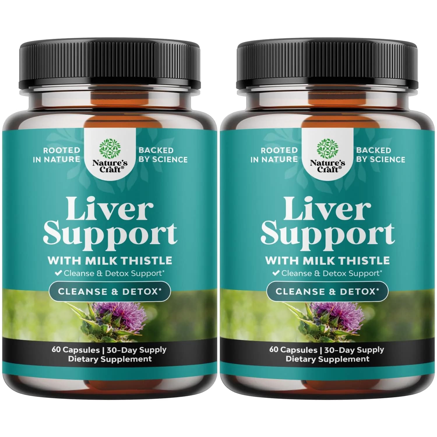 Natures Craft Liver Support Capsules with Milk Thistle & Choline | 2 Pack, 120 Capsules | Supports Liver & Detox