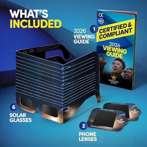 Medical king Solar Eclipse Glasses 10 Pack | ISO 12312-2 & CE Certified for Safe Solar Viewing thumbnail 6