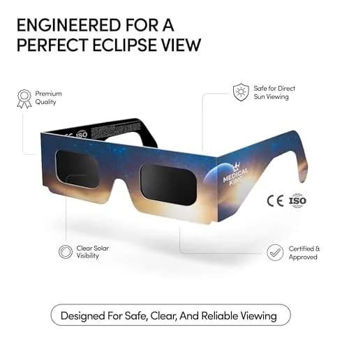 Medical king Solar Eclipse Glasses 10 Pack | ISO 12312-2 & CE Certified for Safe Solar Viewing thumbnail 2