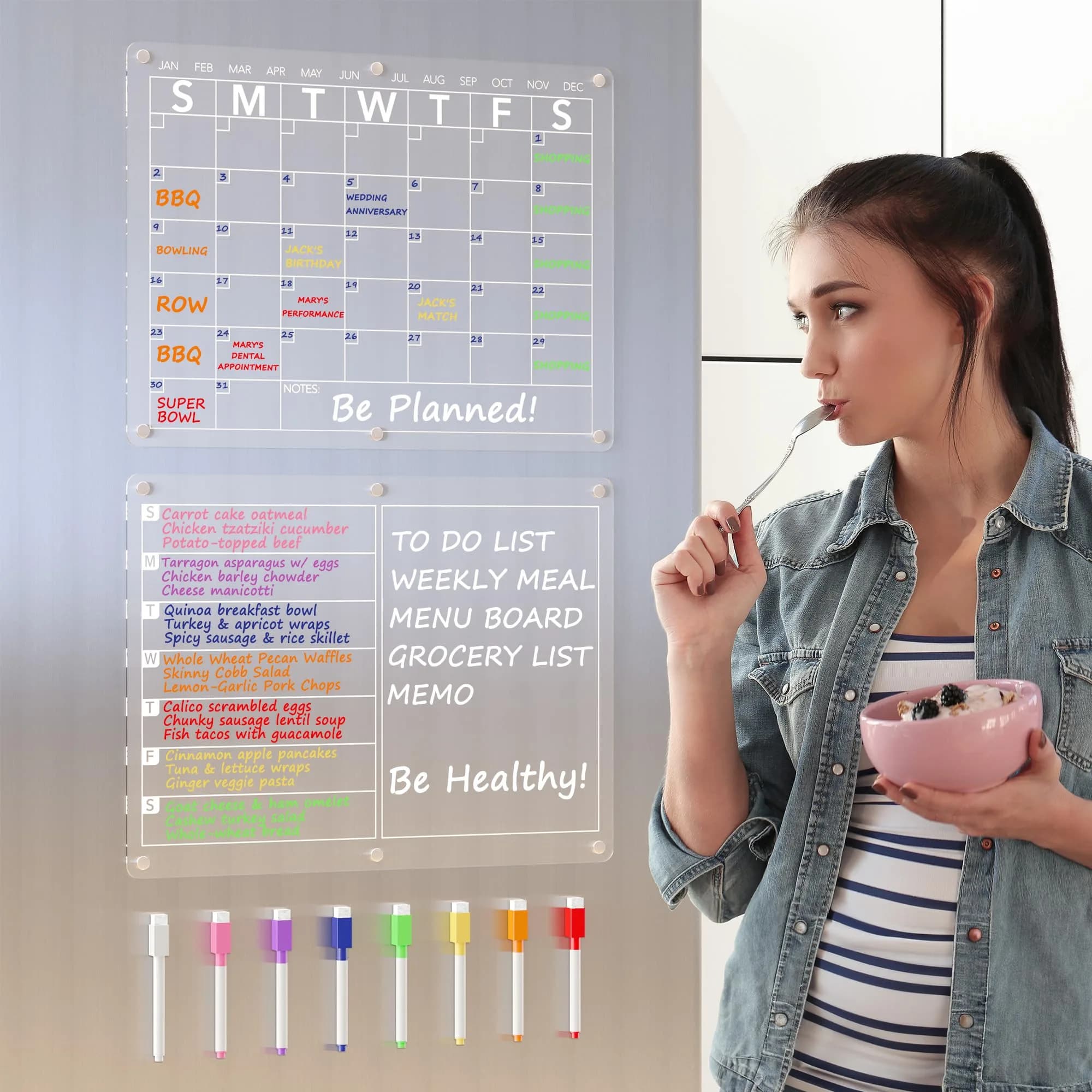Neatsure Clear Acrylic Magnetic Dry Erase Board Calendar for Fridge, 15"x11" | Plan Your Daily Life - view 2