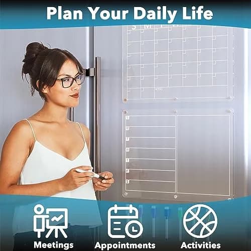 Neatsure Clear Acrylic Magnetic Dry Erase Board Calendar 15"x11" | Plan Your Life & Meals thumbnail 4