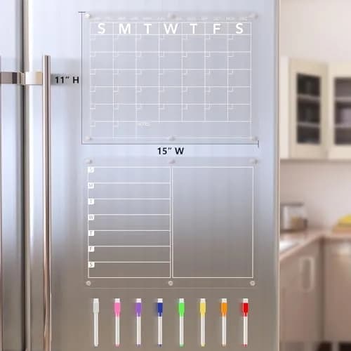 Neatsure Clear Acrylic Magnetic Dry Erase Board Calendar 15"x11" | Plan Your Life & Meals thumbnail 6