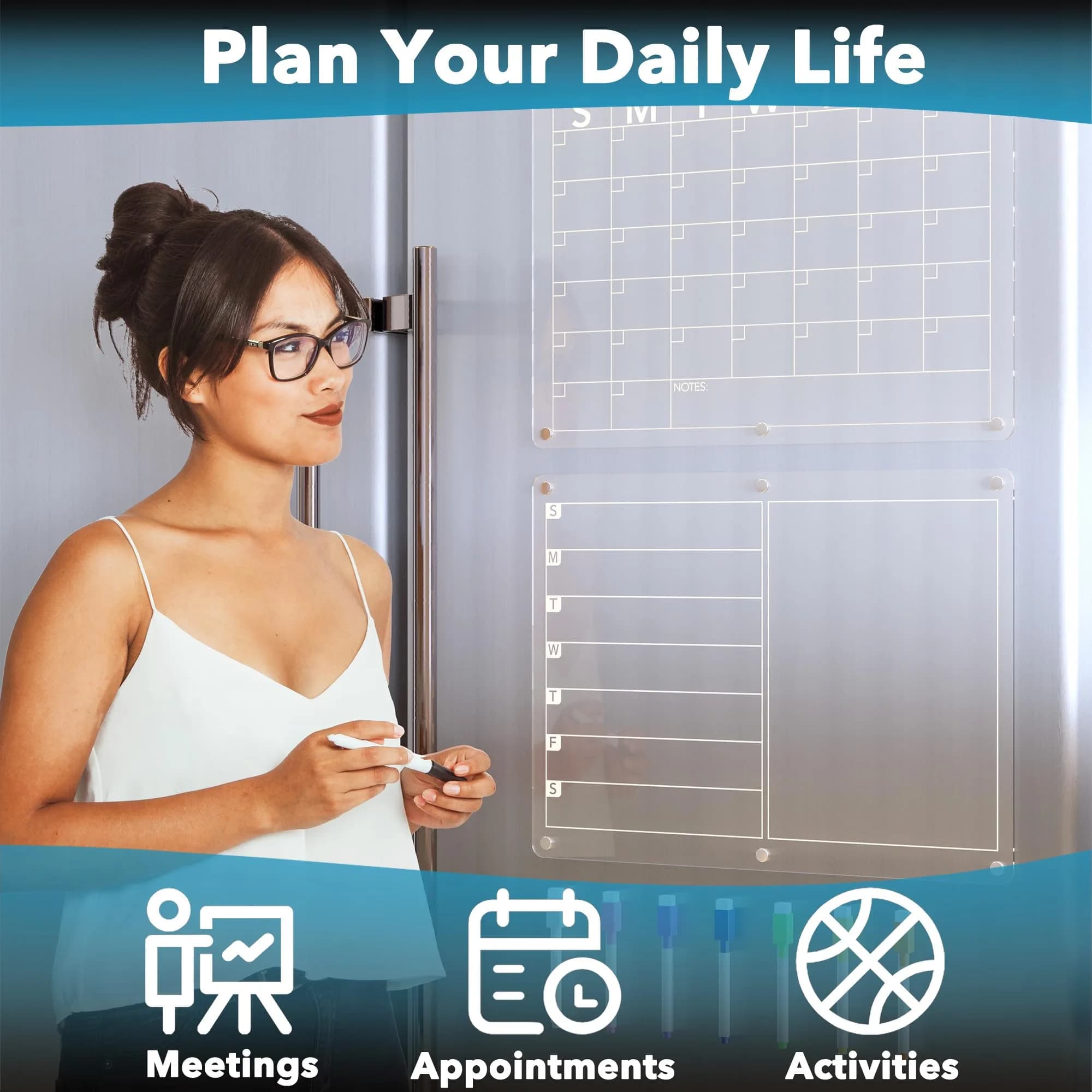 Neatsure Clear Acrylic Magnetic Dry Erase Board Calendar for Fridge, 15"x11" | Plan Your Daily Life - view 4