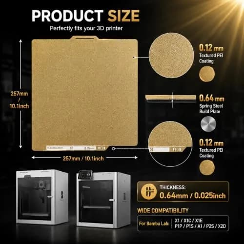 RETUXEP Dual Textured PEI Build Plate 257x257mm | For Bambu Lab X1/P1/A1 Series 3D Printers thumbnail 5