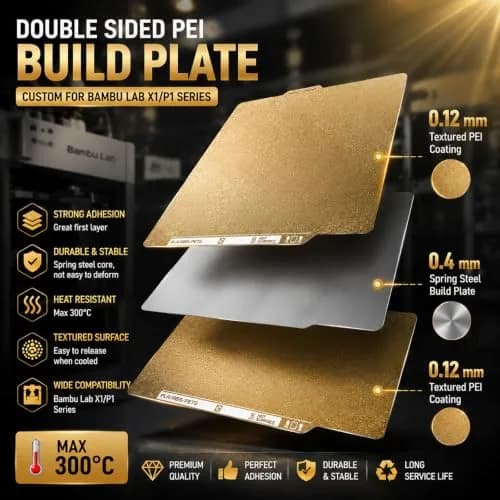 RETUXEP Dual Textured PEI Build Plate 257x257mm | For Bambu Lab X1/P1/A1 Series 3D Printers thumbnail 2