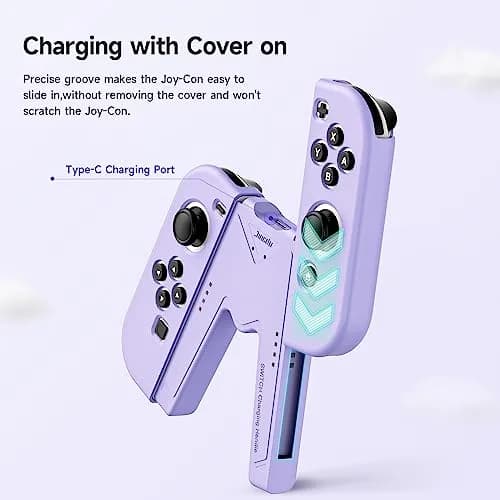 JINGDU Purple Joy-Con Charging Grip for Nintendo Switch & OLED | 45W Fast Charging thumbnail 4