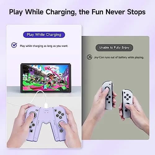 JINGDU Purple Joy-Con Charging Grip for Nintendo Switch & OLED | 45W Fast Charging thumbnail 2