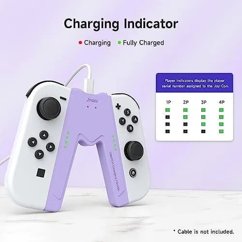 JINGDU Purple Joy-Con Charging Grip for Nintendo Switch & OLED | 45W Fast Charging thumbnail 3