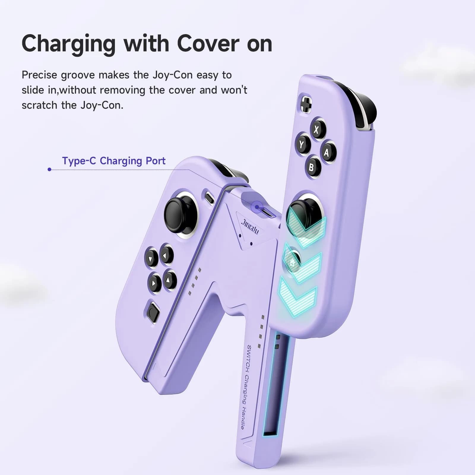 JINGDU Purple Joy-Con Charging Grip for Nintendo Switch & OLED | Play While Charging - view 4