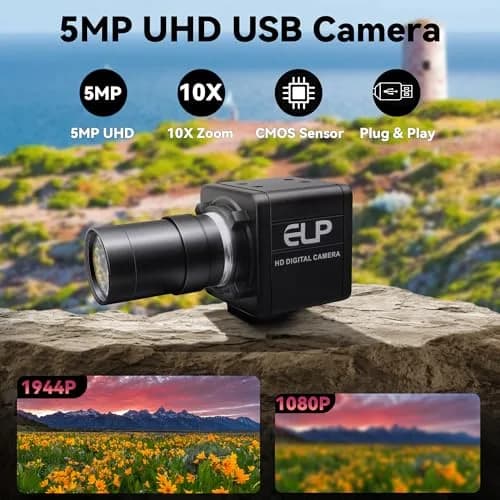 MMlove USB Camera 5MP HD Webcam 5-50mm Manual 10X Varifocus Zoom Lens | High-Resolution Video for Skype/Zoom thumbnail 2